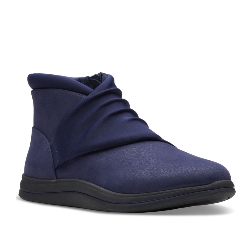 Womens Clarks Sillian Chell Ruched Comfort Boots, Navy, Size 7M